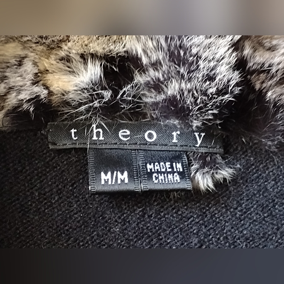 LIKE NEW Theory Cashmere & Rabbit Fur Cardigan Sweater - Picture 4 of 7